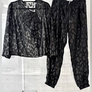 ZARA Black Shimmery Top & Pants Set